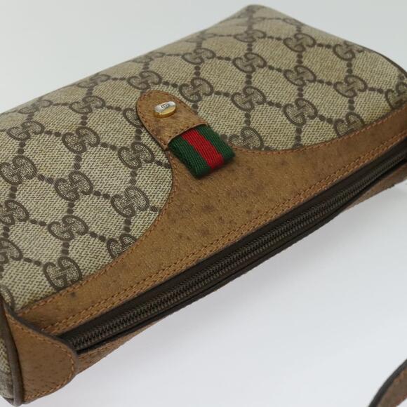 GUCCI GG Supreme Web Sherry Line Bag Pvc Beige Gold 89 02 018 - Picture 6 of 16